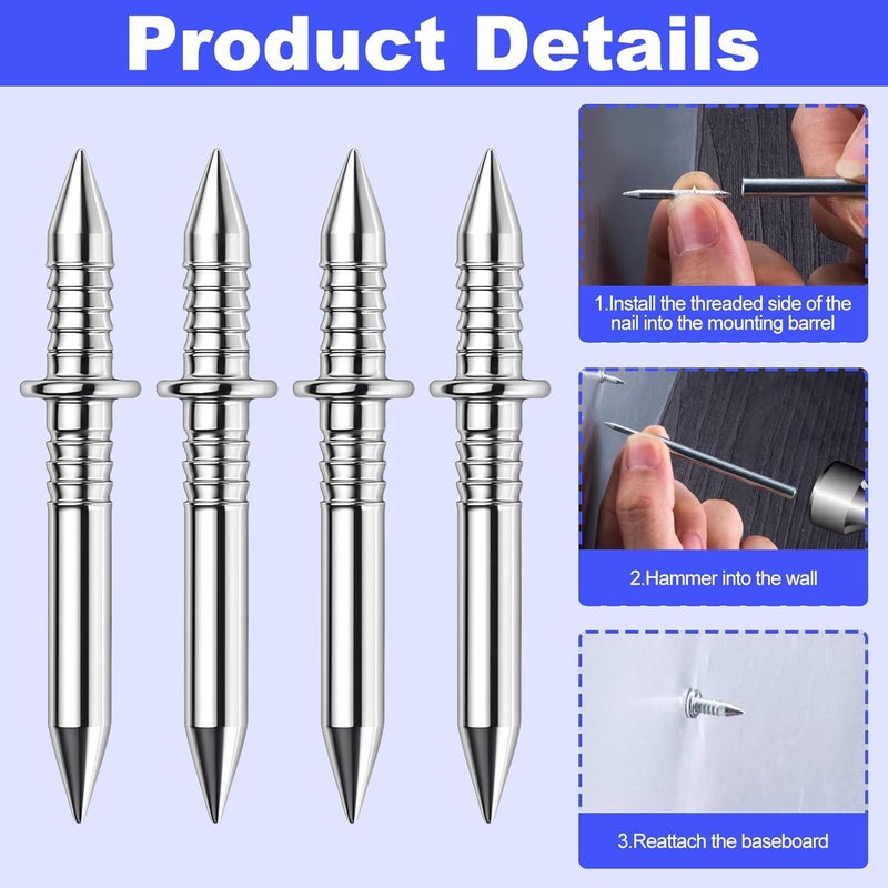 Asofelk Double Headed Skirting Nails, 50PCS Invisible Seamless Baseboard Screws, Solid Wood Baseboard Double-Headed Nails, Double Sided Nails for Wood, Skirting Line Without Marks Nail for Solid Wood Trim - Image 3